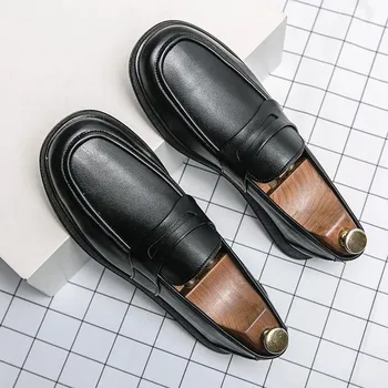 British Style Man Loafers Comfortable Fashion Casual Shoes Spring and Summer Men Leather Shoes Soft Leather Soft Sole Bean Shoes 38 коричневый