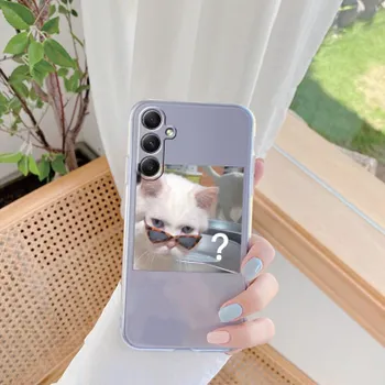 Мягкий силиконовый прозрачный чехол с забавным рисунком кота для Xiaomi Redmi Note 13 Pro 13C Samsung A55 A54 A34 S24 M35 iPhone 15, защитный противоударный чехол для камеры Samsung Galaxy S20 FE