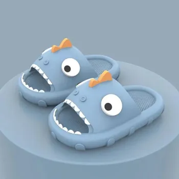 Тапочки в форме акулы, женская верхняя одежда Summer Stepping Shit Sense, мультфильм, дом с ванной внутри, нескользящая толстая подошва, тапочки для парных сандалий 36-37 чёрный