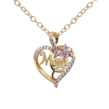 Новое ожерелье TEMU Love Flower ко Дню матери MOM с бриллиантами и цирконами, простая подвеска серебряный