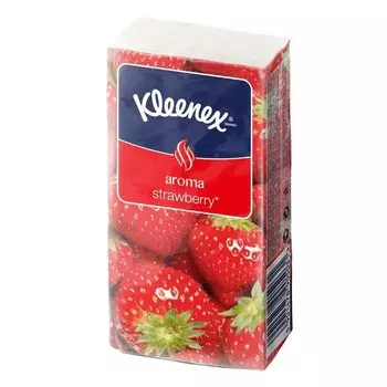 Клинекс Платки бумажные носовые Арома Клубника 10 шт