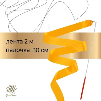 Лента для художественной гимнастики с палочкой grace dance, 2 м, цвет оранжевый