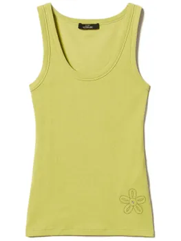 Топ в рубчик TWINSET, украшенный стразами, желтый