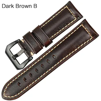 WatchBand ремешок для часов 22 мм 24 мм 26 мм аксессуары для часов черная пряжка итальянский винтажный синий кожаный ремешок для часов Panerai 23mm