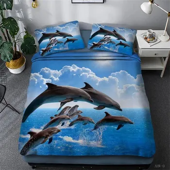 Высококачественный пододеяльник с индивидуальным дизайном Dolphin 3D Duvet Cover set King Queen Double Twin Single Size Bed Set EU single(135x200cm)