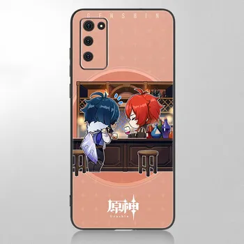 Милый чехол Genshin Impact для Samsung Galaxy A12 A02S A22 A32 A52 A72 A71 A51 A41 A31 A21 A11 A50 A70 A10S A20S, черный мягкий чехол Samsung A41