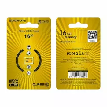 Карта памяти Borofone microSDHC 16GB Class10 UHS-I (U1) 85 MB/s V10 (1/100)
