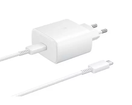 Сетевое зарядное устройство Samsung Super Fast Charger USB Type-C 45W + Cable Type-C (белый)