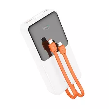 Внешний аккумулятор Hoco J119А Sharp charger 20000mAh USB/Type-C/кабель Lightning + Type-C/LED-дисплей (белый)