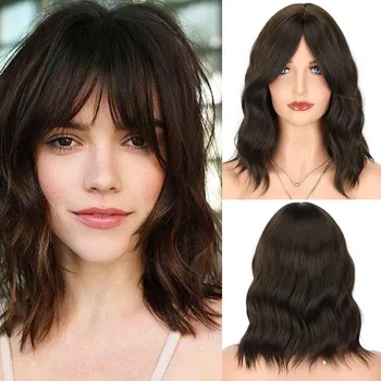 MISS WIG Женская мода до плеч, зеленый боб, прямой парик из синтетического волокна, короткий прямой волнистый парик цвета омбре, повседневная одежда bob wig