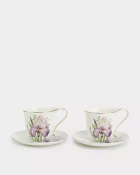 Набор из двух фарфоровых чашек (275 мл) и блюдец (16 см) Irises
