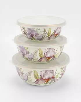 Набор мисок эмалированных Irises, 0,6, 0,9 и 1,3 л
