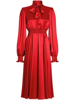 Dolce & Gabbana шелковое платье миди, красный