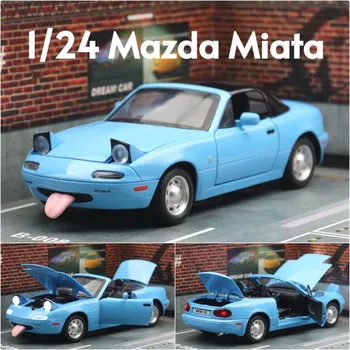 Новая 1/24 Mazda Miata MX5 Convertible Sports Car Toy Car Model Литой металлический сплав Миниатюрная модель автомобиля Звук и свет Коллекция Подарок для мальчиков белый