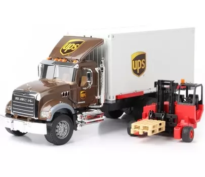 Игровой набор – Фургон Mack UPS с погрузчиком и паллетами