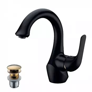 Смеситель Lemark Swan LM5406BG для умывальника монолитный, черный/золото