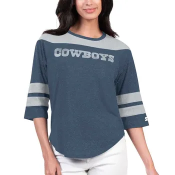 Женская стартовая темно-синяя футболка с рукавами 3/4 Dallas Cowboys Fullback Tri-Blend Starter, цвет Cow Navy