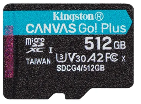 Карта памяти MicroSDXC 512GB Kingston SDCG4/512GBSP Go Plus G4 200R V30