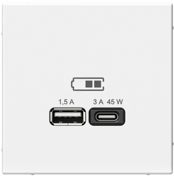 Розетка USB Systeme Electric GAL001329 ArtGallery A + тип-C 45Вт высокоскор.заряд. QC, PD, механизм, Лотос