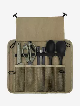 Походный набор столовых приборов NexToo Outdoor Cooking Set, 6 предметов, Зеленый