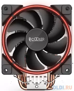 Кулер PCCooler GI-X5R S775/115X/AM2/AM3/AM4 (24 шт/кор, TDP 160W, вент-р 120мм с PWM, Red LED FAN, 5 тепловых трубок 6мм, 1000-1800RPM, 26.5dBa)