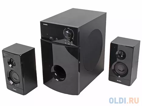 Колонки Sven MS-2100 2.1, мощность (RMS): 50Вт + 2х15Вт, SD/USB, FM-радио, VFD-дисплей, пульт ДУ