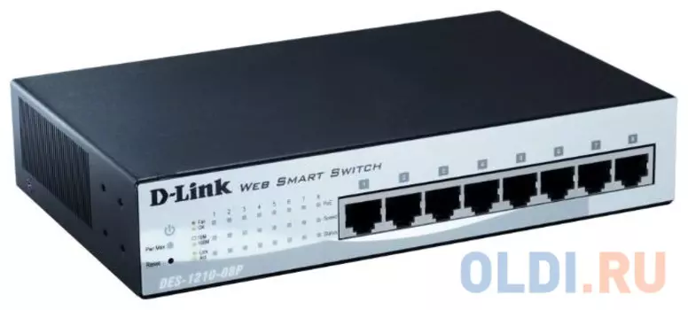 Коммутатор D-LINK DES-1210-08P/C2A управляемый 8 портов 10/100Mbps PoE