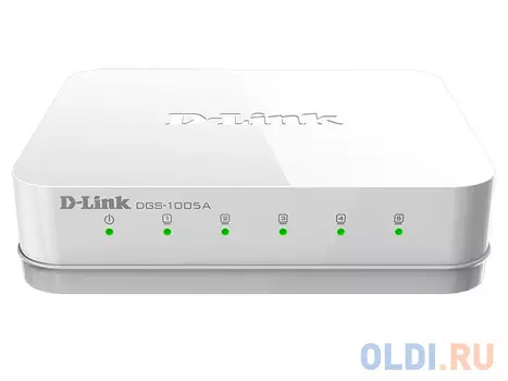 Коммутатор D-Link DGS-1005A/D2A Неуправляемый коммутатор с 5 портами 10/100/1000Base-T, функцией энергосбережения и поддержкой QoS