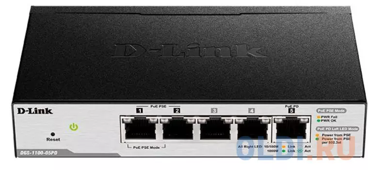 Коммутатор D-Link DGS-1100-05PD/U 5G 18W настраиваемый