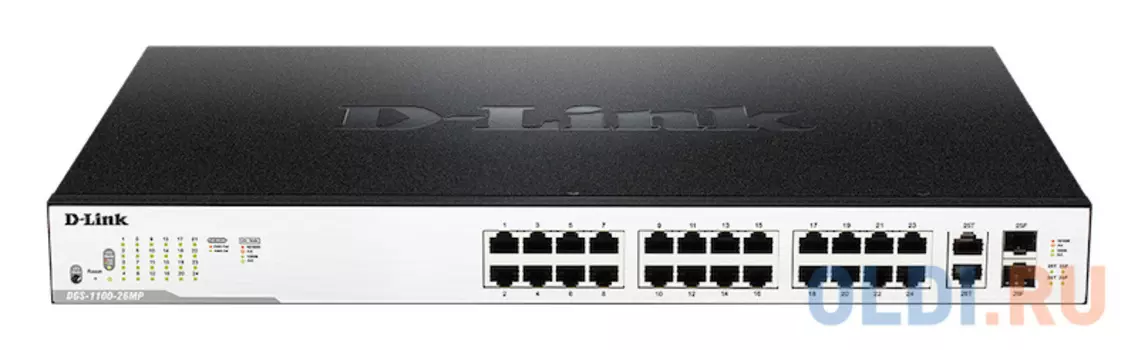 Коммутатор D-Link DGS-1100-26MP 26G 24PoE 370W настраиваемый