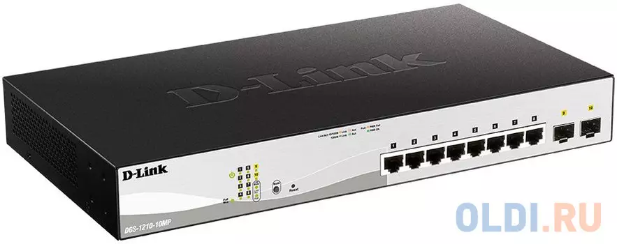 Коммутатор D-Link DGS-1210-10MP/FL 8G 2SFP 8PoE+ 130W управляемый