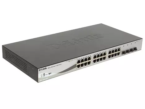 Коммутатор D-Link DGS-1210-28P/C1A Настраиваемый коммутатор WebSmart с 24 портами 10/100/1000Base-T с поддержкой PoE и 4 портами 1000Base-X SFP