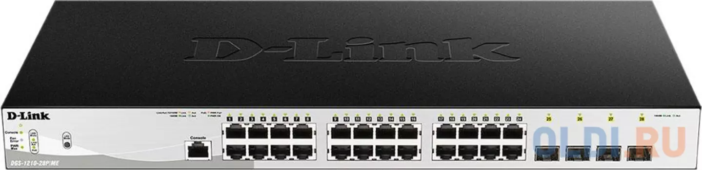 Коммутатор D-Link DGS-1210-28P/ME/B1A Управляемый коммутатор 2 уровня с 24 портами 10/100/1000Base-T и 4 портами 1000Base-X SFP (24 порта с поддержко