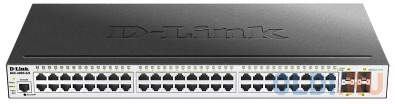 Коммутатор D-Link DGS-3000-52L/B1A Управляемый коммутатор 2 уровня с 48 портами 10/100/1000Base-T и 4 портами 1000Base-X SFP