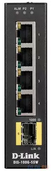 Коммутатор D-Link DIS-100G-5SW/A1A Промышленный неуправляемый коммутатор с 4 портами 10/100/1000Base-T, 1 портом 1000Base-X SFP, функцией энергосбереж