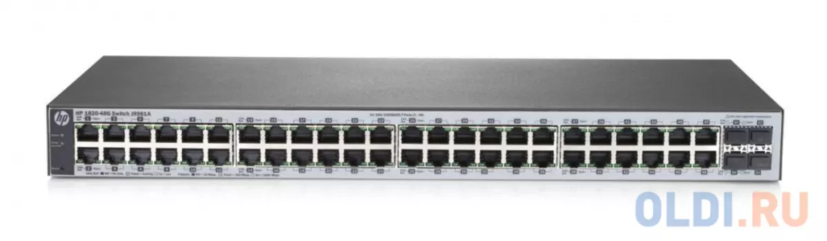 Коммутатор HP 1820-48G (J9981A) Коммутатор второго уровня с интеллектуальным управлением оснащен 48 портами 10/100/1000 и 4 портами SFP 100/1000