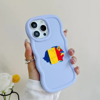 N91 Молдавский флаг искусство Macaron волнистые края телефонные чехлы для iPhone 16 Pro Max Samsung S24 Plus S23 Ultra A35 A55 Xiaomi Redmi Note13 Honor противоударный чехол for iPhone 16 Plus