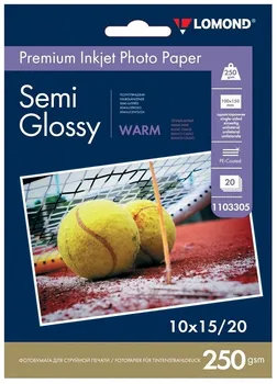 Фотобумага Lomond 1103305 ПРЕМИУМ для стр.печати 250 г/м2 односторонняя Semi-Glossy Warm 10х15см(20л)