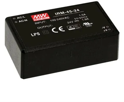 Преобразователь AC-DC сетевой Mean Well IRM-45-24 45.6Вт, вход 85...264В AC 47...440 Гц, выход 24В/1.9А, изоляция 3000В AC, в корпусе на плату 87x52x2
