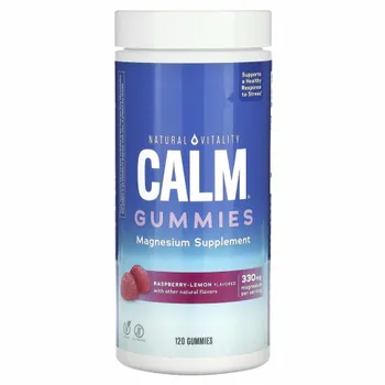 Natural Vitality, CALM, антистрессовые жевательные таблетки, со вкусом малины и лимона, 120 штук