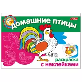 Книжка-раскраска А5, 4 л., Hatber с наклейками, Мои первые уроки, "Домашние птицы", 4р5н 05825, R002699