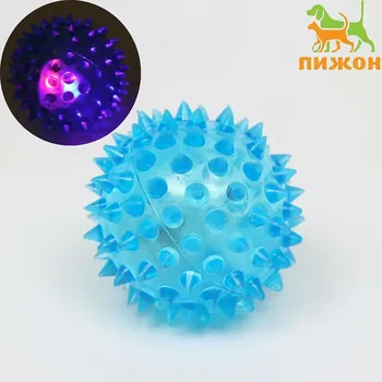 Мяч светящийся для собак средний, tpr, 5.5 см, голубой