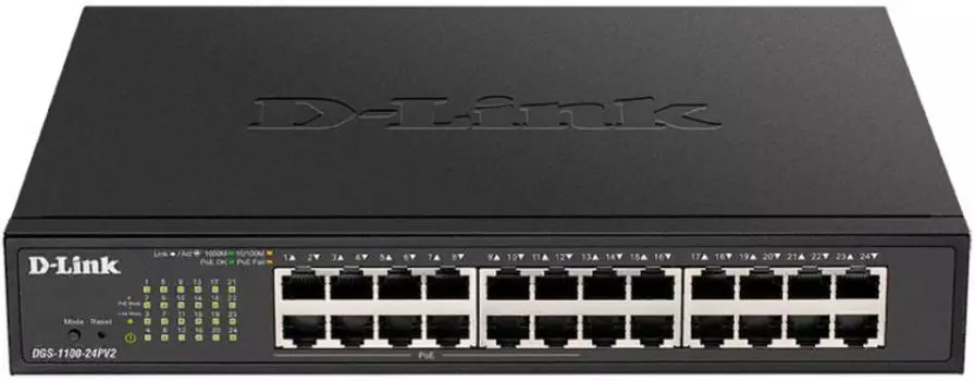 Коммутатор D-link DGS-1100-24PV2/A3A 24x10/100/1000Base-T (12 портов РоЕ 802.3af/at, PoE-бюджет 100 Вт), L2