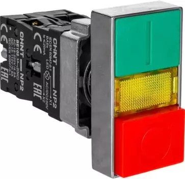 Кнопка двойная CHINT 574114 "Пуск-Стоп" NP2-EL8325 1НО+1НЗ AC230В IP40 ®