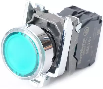 Кнопка Systeme Electric SB4BW33B1 SB4 с подсветкой в сборе модульная 22мм зеленая металл 24ВDC 1НО