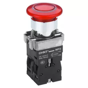 Кнопка управления CHINT 575495 Грибок NP2-BW4462 d40мм 1НЗ IP40 с самовозвратом с подсветкой красн.