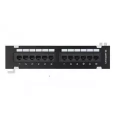 Коммутационная панель Netlan EC-UWP-12-UD2 настенная, 12 портов, Кат.5e (Класс D), 100МГц, RJ45/8P8C, 110, T568A/B, неэкранированная, черная