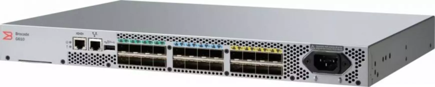 Коммутатор Brocade G610S BR-G610-8-16G-0 24-port FC Switch, 8-port licensed, included 8x 16Gb SWL SFP+ transceivers, 1 PS, Rail Kit