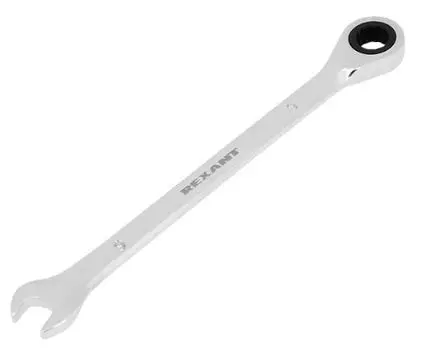 Ключ комбинированный Rexant 12-5804-1 трещоточный 9мм, CrV, зеркальный хром