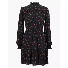 Мини-платье с цветочным принтом и оборкой на талии, Marks&amp;Spencer